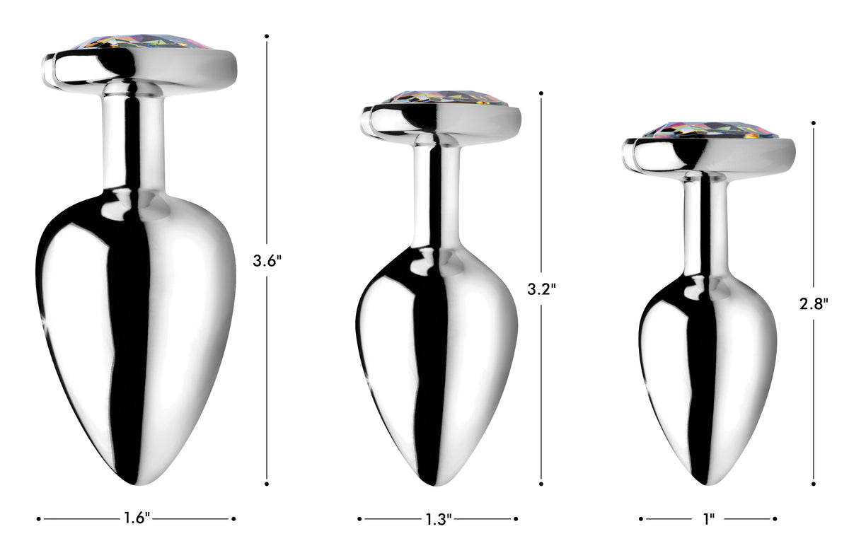 Rainbow Prism Medium 3.2 Inch Silicone Butt Plug with Jeweled Base > Anal Range > Jewel Butt Plugs