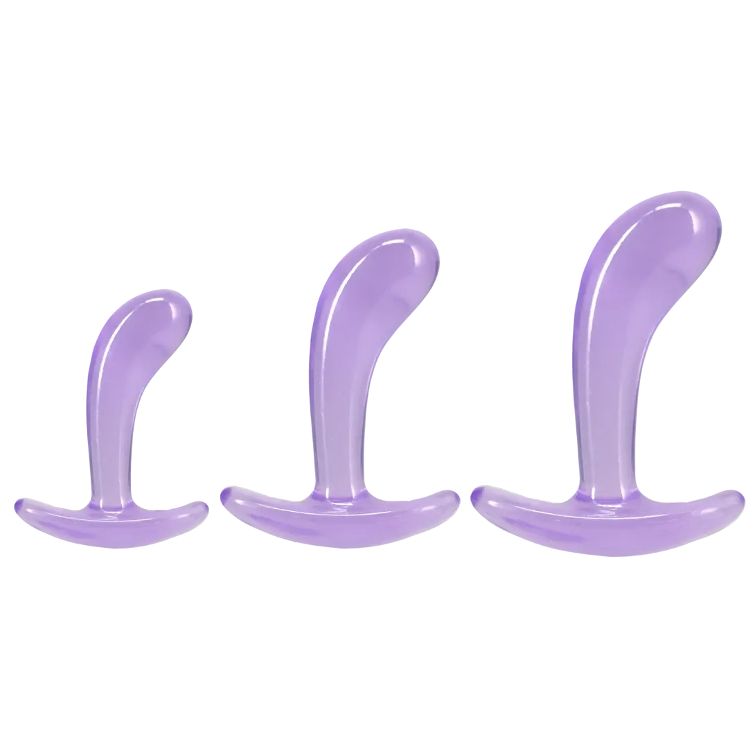 Crystal Jellies Curved Anal Trainer Set Phthalate-Free Silicone Insertable 2.75-4.25 In > Anal Range > Butt Plug Kits