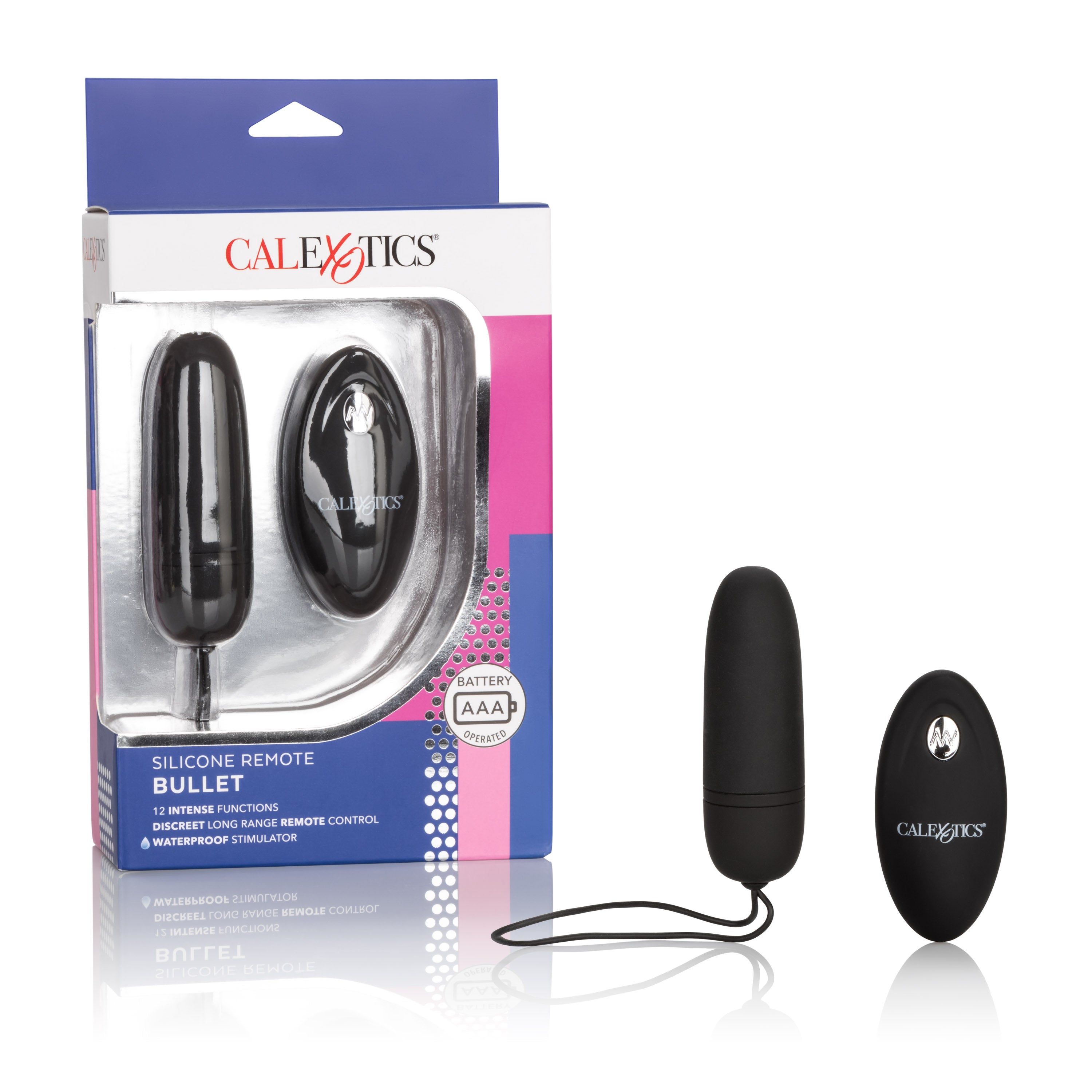 Silicone Remote Bullet Black Compact Waterproof Vibrator with 12 Functions and 32.75ft Remote Control BULLETS