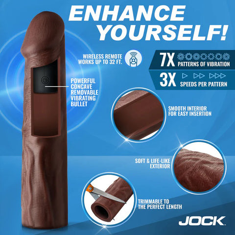 Jock Enhancers 1.5 Inch Vibrating Penis Extension with Remote Light SLEEVES