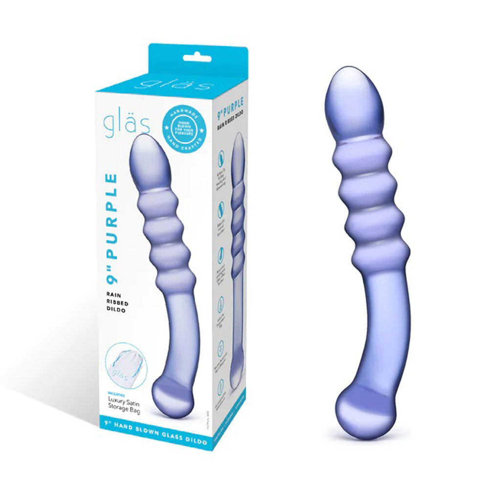 Purple Rain Ribbed 7" Dildo (Purple) – Dual-Ended Ribbed Dildo > Dildos > Double Dildos