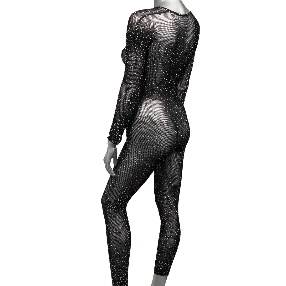 Radiance Crotchless Full Body Suit Black Mesh with Rhinestones, One Size > Clothes > Bodies and Playsuits