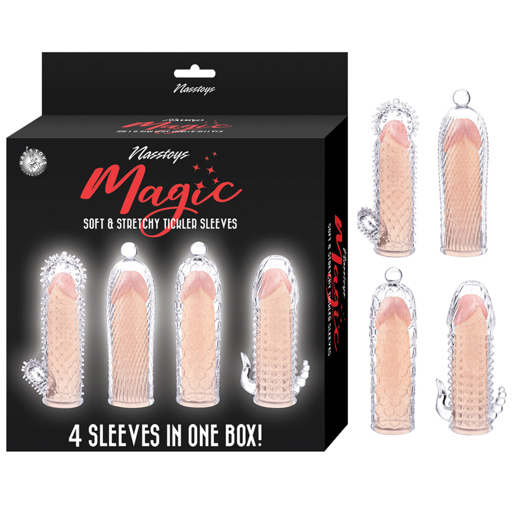 Magic Soft Stretchy Tickler Sleeves Kit Clear Penis Sleeves Set Clear > Sex Toys For Men > Penis Sleeves