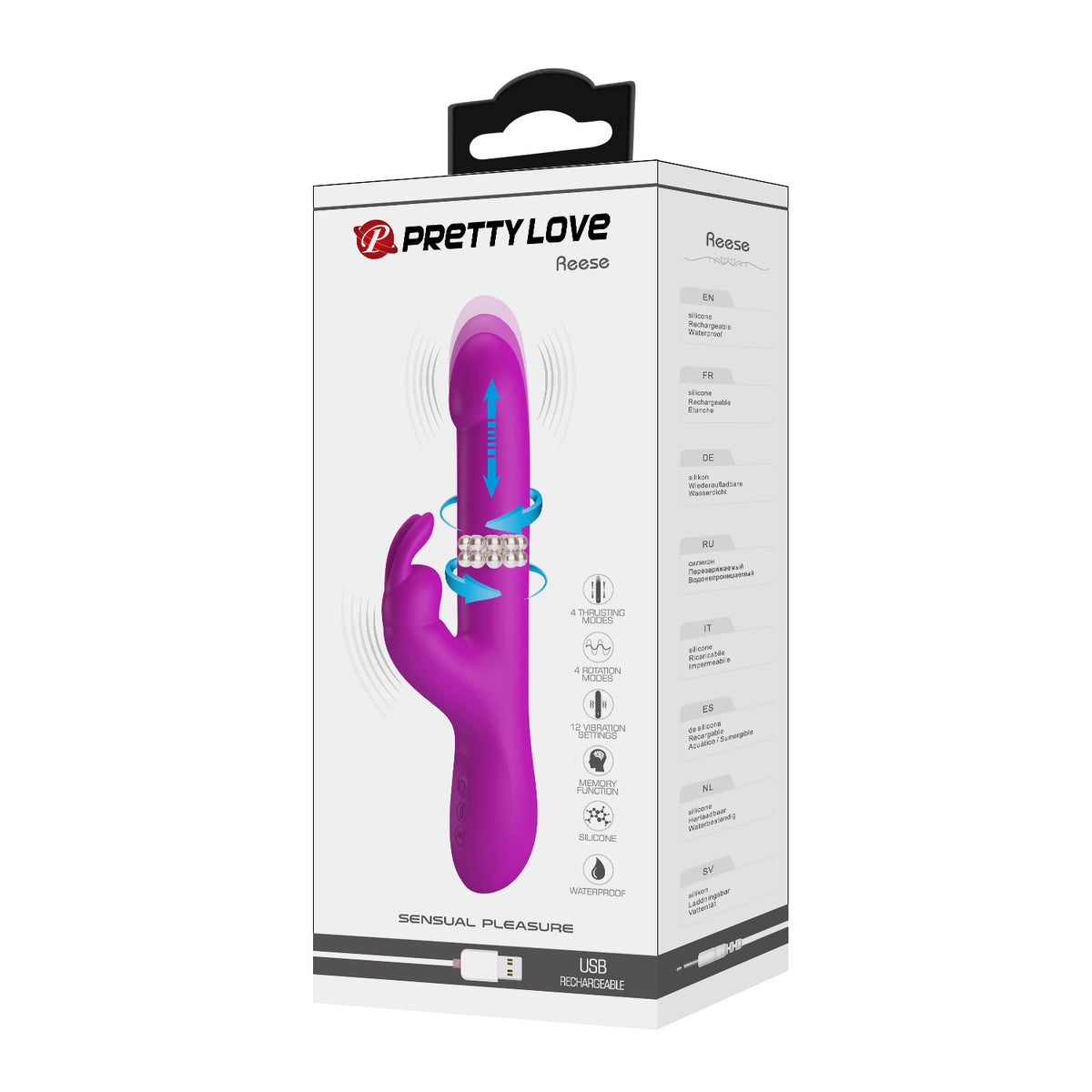 Pretty Love Reese 13-14.5cm Thrusting Rabbit Vibrator with Multi-Speed > Vibrators > Ladies > Rabbit