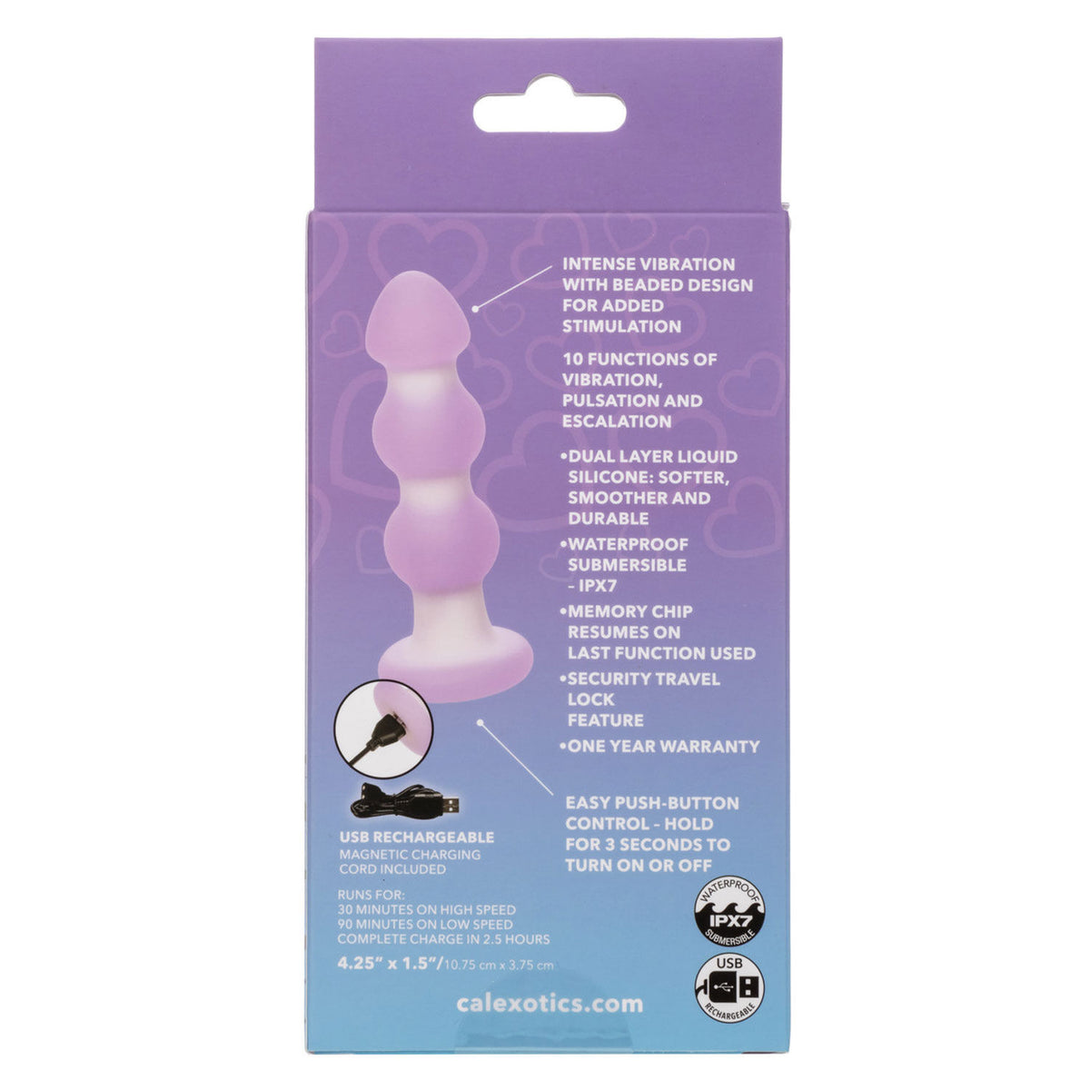 CalExotics Lavender Haze Beaded Anal Probe 4.25 Inch Textured Silicone Probe > Anal Range > Anal Beads