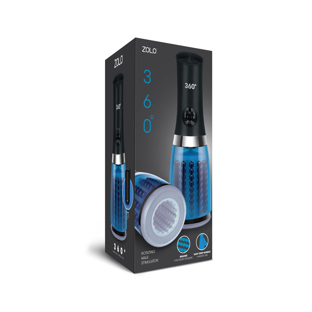Zolo 360 Rotating Male Stimulator with 7 Patterns and Speeds Blue Strokers - Auto