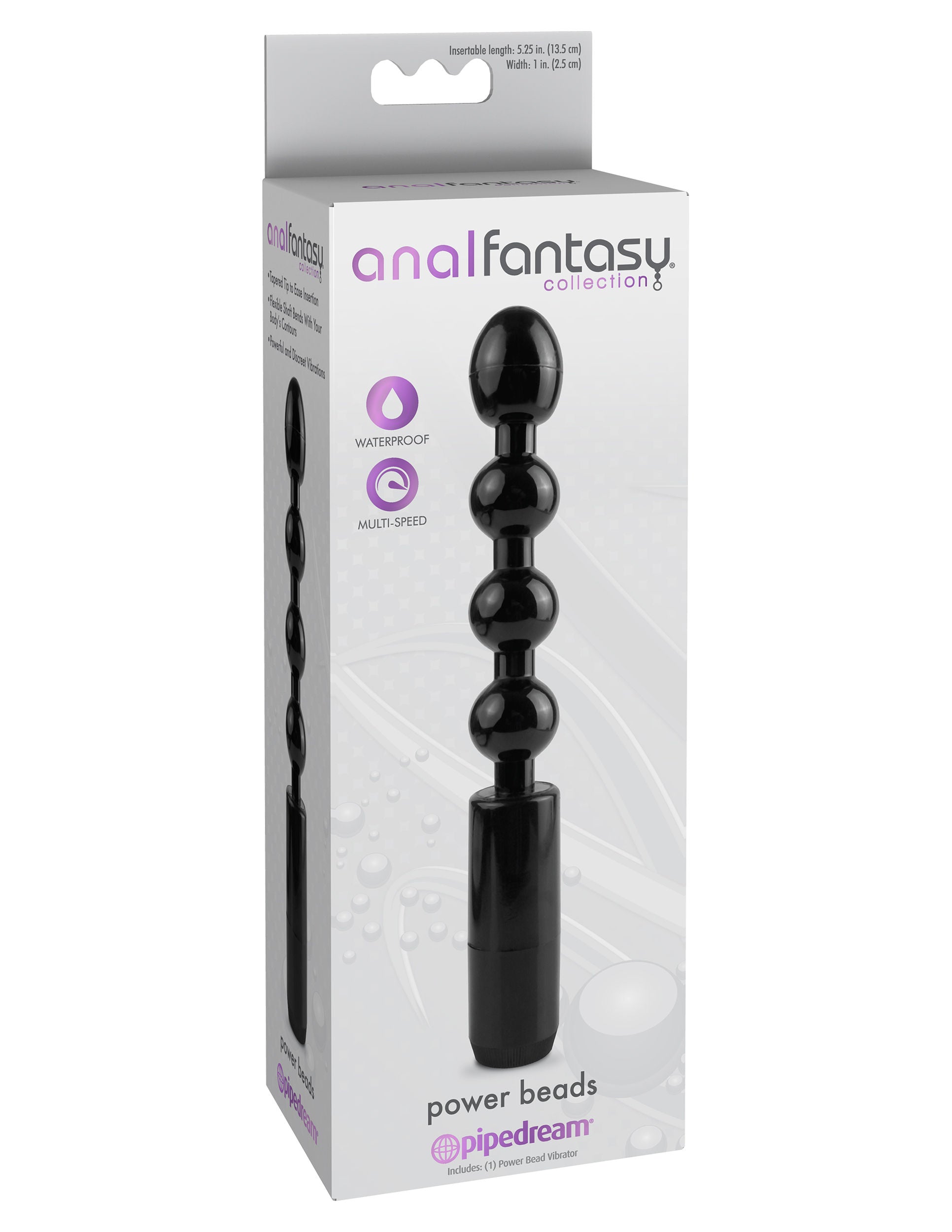 Anal Fantasy Power Beads Black Flexible Vibrating Anal Toy > Anal Range > Anal Beads