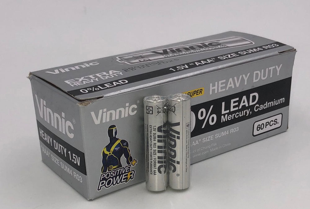 Vinnic Extra Heavy Duty AAA Batteries 60 Pack Box Power Cells Default Title Batteries