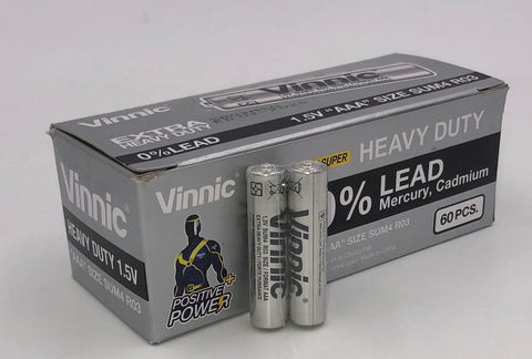 Vinnic Extra Heavy Duty AAA Batteries 60 Pack Box Power Cells Default Title Batteries