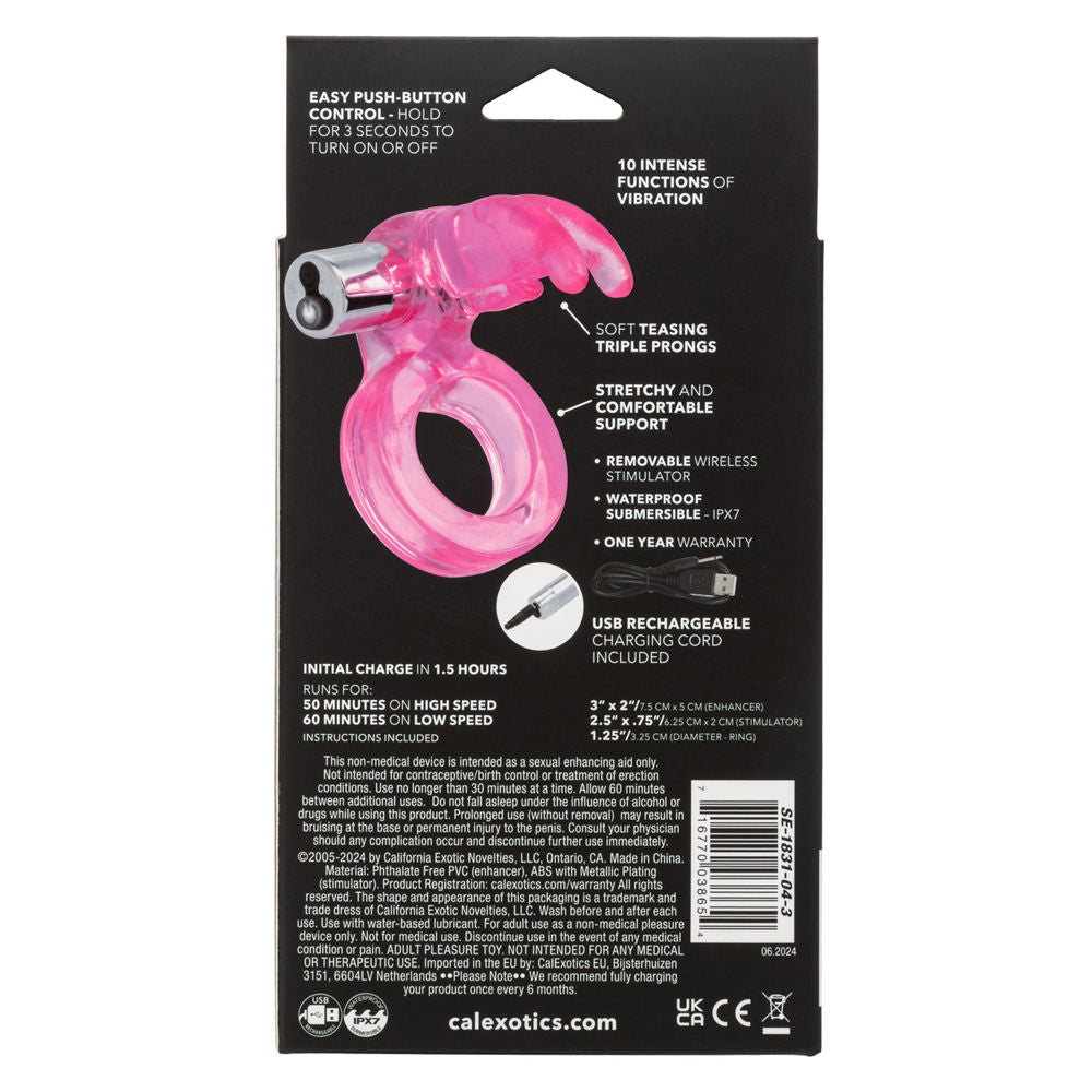Triple Clit Flicker Rechargeable Adult Intimacy Vibrator Toy Cock Rings Vibrating