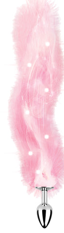 Light Up Pink Foxy Tail Faux Fur Anal Plug for Adult Play > Anal Range > Tail Butt Plugs