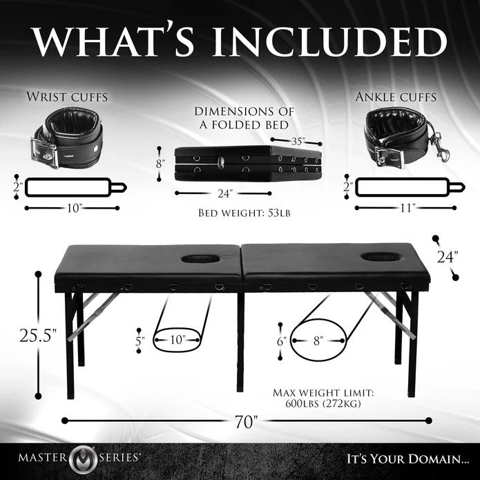 Master Series Bondage Massage Bed with Adjustable Cuffs and Tie Points Secondary image