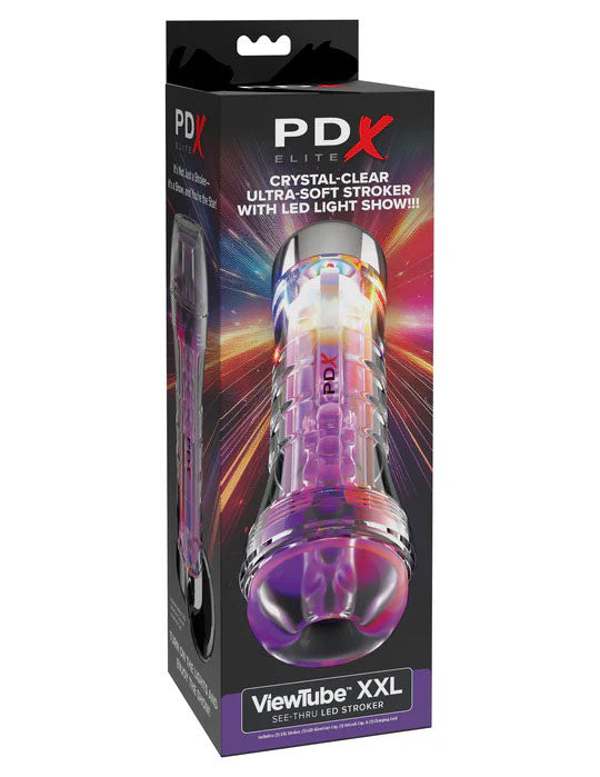 PDX Elite ViewTube XXL (Clear) – LED Stroker Clear > Sex Toys For Men > Masturbators > Manual Main image