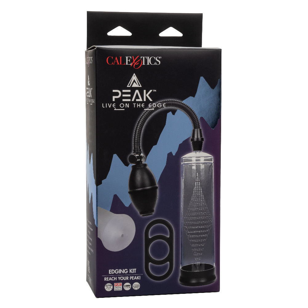 Peak Edging Intimate Kit with Pump Ring and Stroker Black Clear Black PUMPS