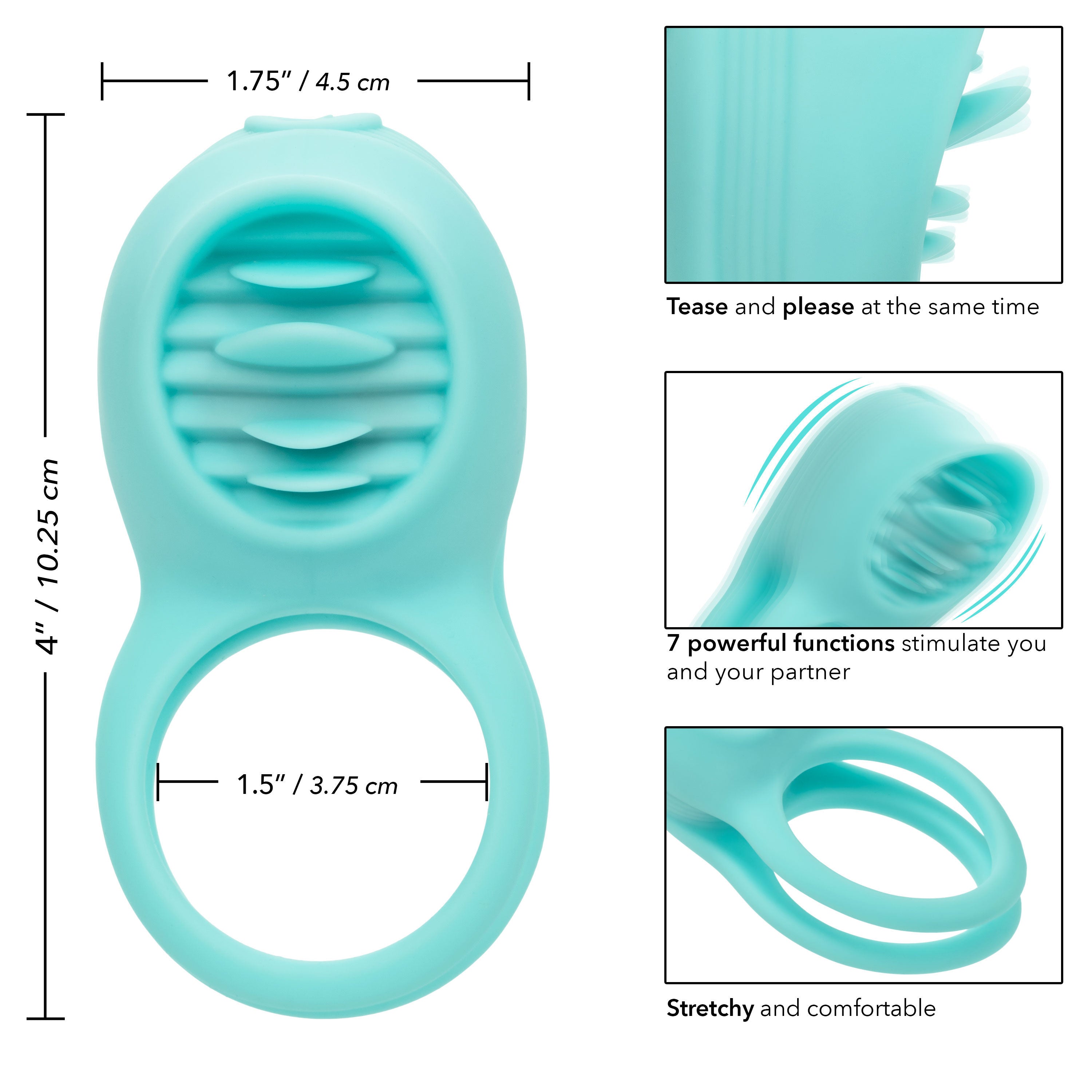 Silicone Rechargeable Vibrating French Kiss Enhancer Ring Cock Rings Vibrating