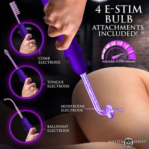 Elektrawand Rechargeable Violet Wand (Purple) – Cordless Electro Stimulation Wand with Attachments E-STIM TOYS