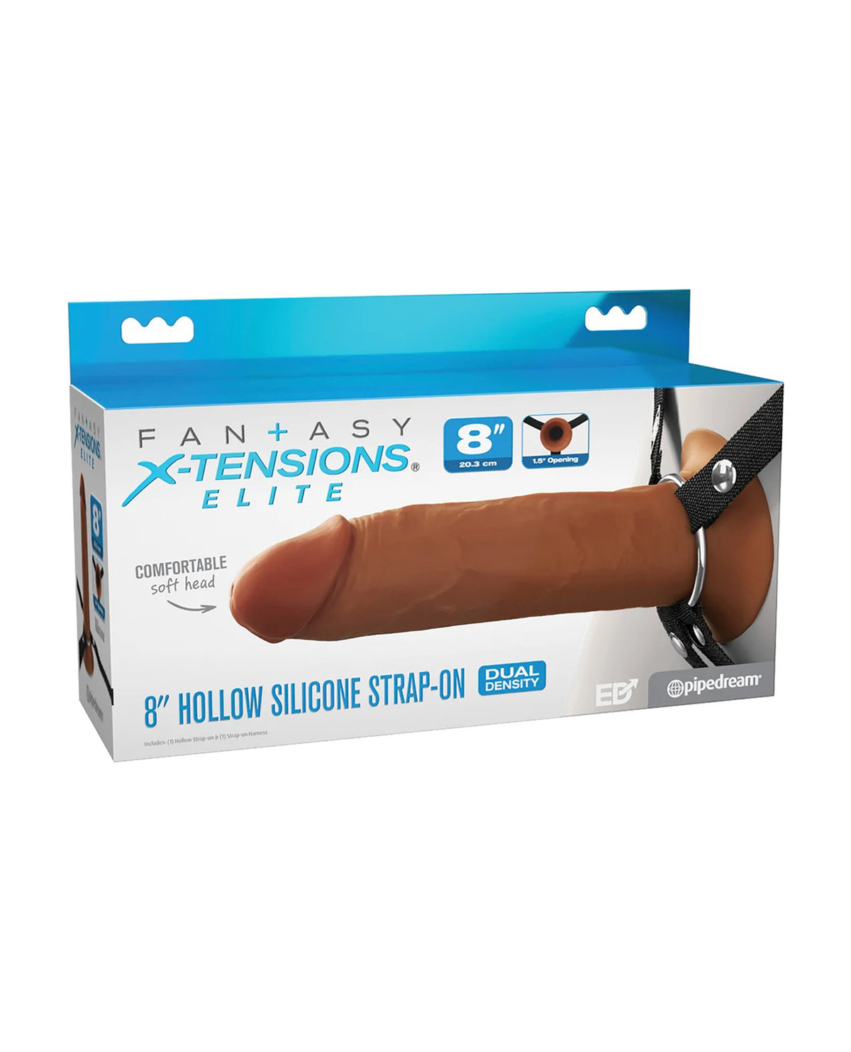 FX Elite 8 Inch Silicone Hollow Strap On Tan 20 cm Hollow Strap On Brown > Dildos > Hollow Strap Ons