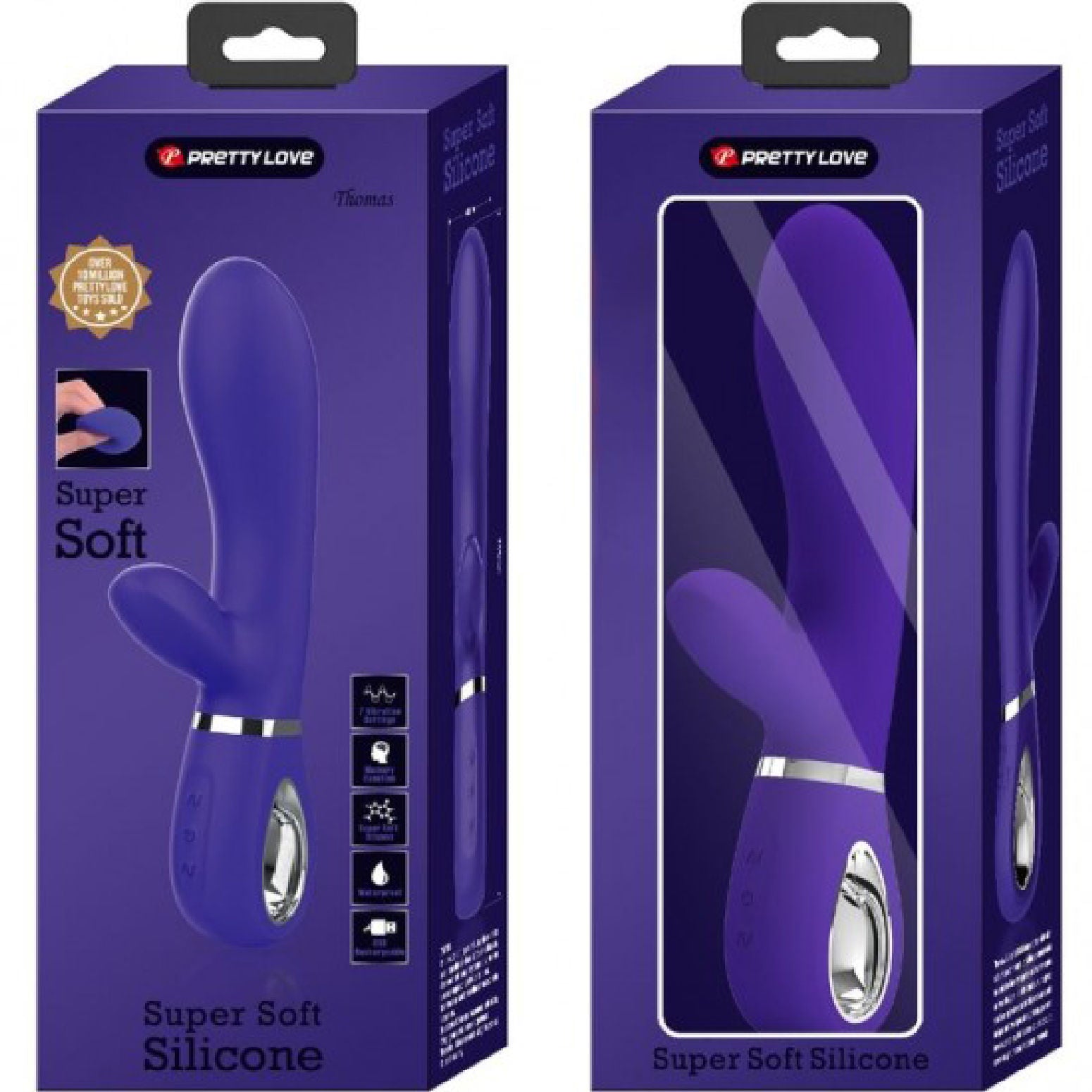 Thomas Super Soft Silicone Rabbit Vibrator - Purple Purple VIBRATORS-RABBIT