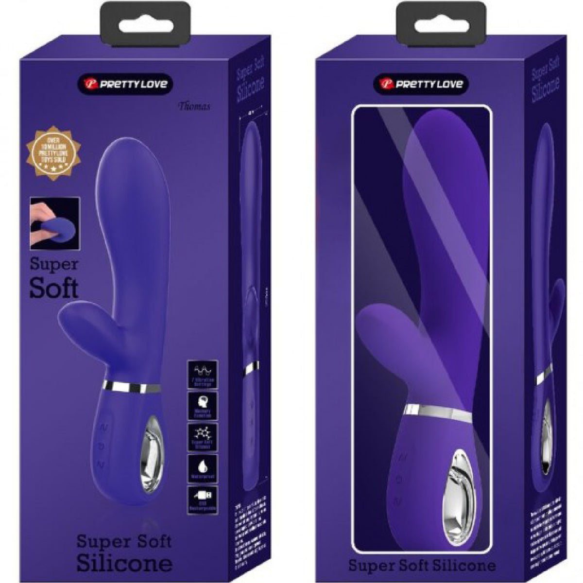 Thomas Super Soft 8 Inch Silicone Rabbit Vibrator with G-Spot Purple > Vibrators > Ladies > Rabbit