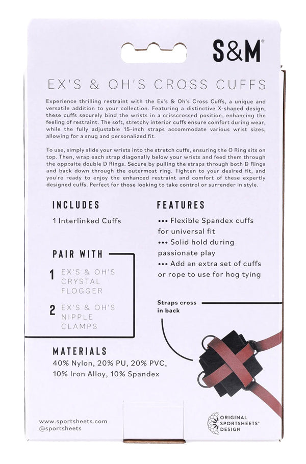 S&M Exs & Ohs Cross Cuffs (Black) – Restraints Red > Bondage Gear > Restraints