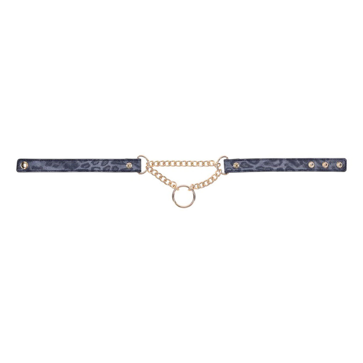 Sex & Mischief Cougar Day Collar Navy and Gold with Chain and Ring Size 38-43 cm > Bondage Gear > Collars & Leashes