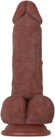 Real Supple Bendable Girthy Dark 8.5 Inch Dildo with Suction Brown Dongs Realistic
