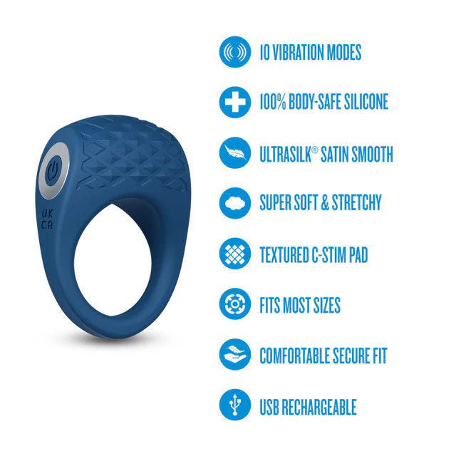 Performance Plus Flex Pro (Blue) – Premium Vibrating Cock Ring with 10 Modes and Textured C-Stim Pad > Cock Ring > Vibrating