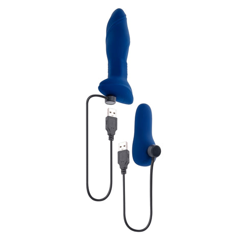 Sway With Me Navy Blue Vibrating Anal Plug With Spiral Texture Butt Plugs