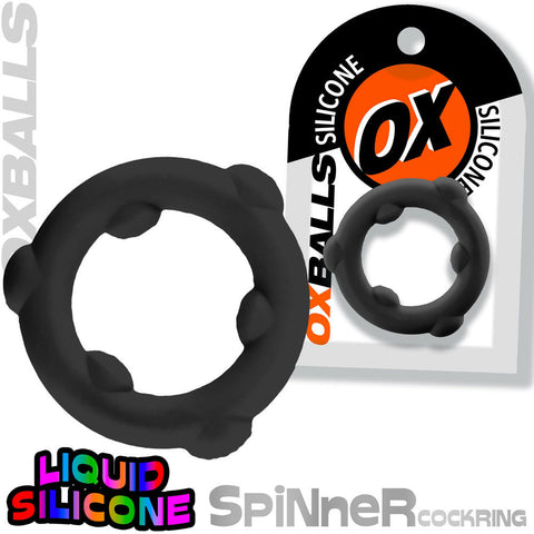 Oxballs Spinner (Black) – Mega-Stretch Silicone Cock Ring Cockrings
