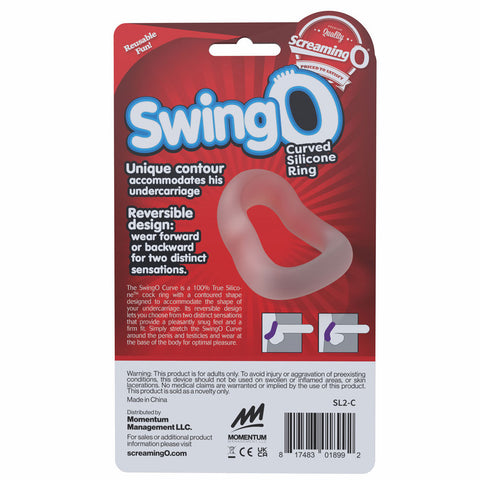 Screaming O Swingo Curve (Clear) – Stretchy True Silicone Cock Ring > Cock Ring > Single