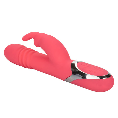 Enchanted Exciter Pink Silicone Rechargeable Waterproof Vibrator with 4 Shaft Rotation, 4 Thrusting Functions and 12 Vibration Modes VIBRATORS-RABBIT