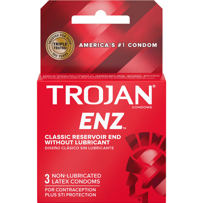 Trojan Enz Non-Lubricated Latex Condoms 3 Pack Adult Intimacy Default Title Condoms