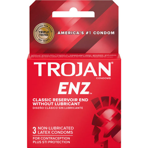 Trojan Enz Non-Lubricated Latex Condoms 3 Pack Adult Intimacy Default Title Condoms