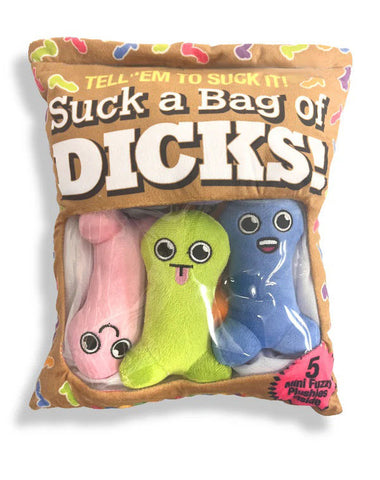 Suck a Bag of Dicks Plushy Pillow with Five Plush Dicks Multi Novelties