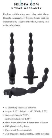 Selopa Vibrating Butt Beads 22cm Waterproof Anal Toy Black > Anal Range > Anal Beads
