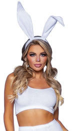 Leg Avenue White Bendable Velvet Bunny Ear Headband Accessory > Clothes > Costumes > Womens