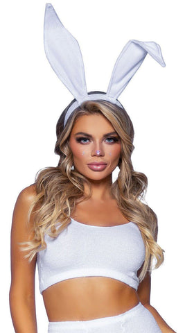 Leg Avenue White Bendable Velvet Bunny Ear Headband Accessory Costumes