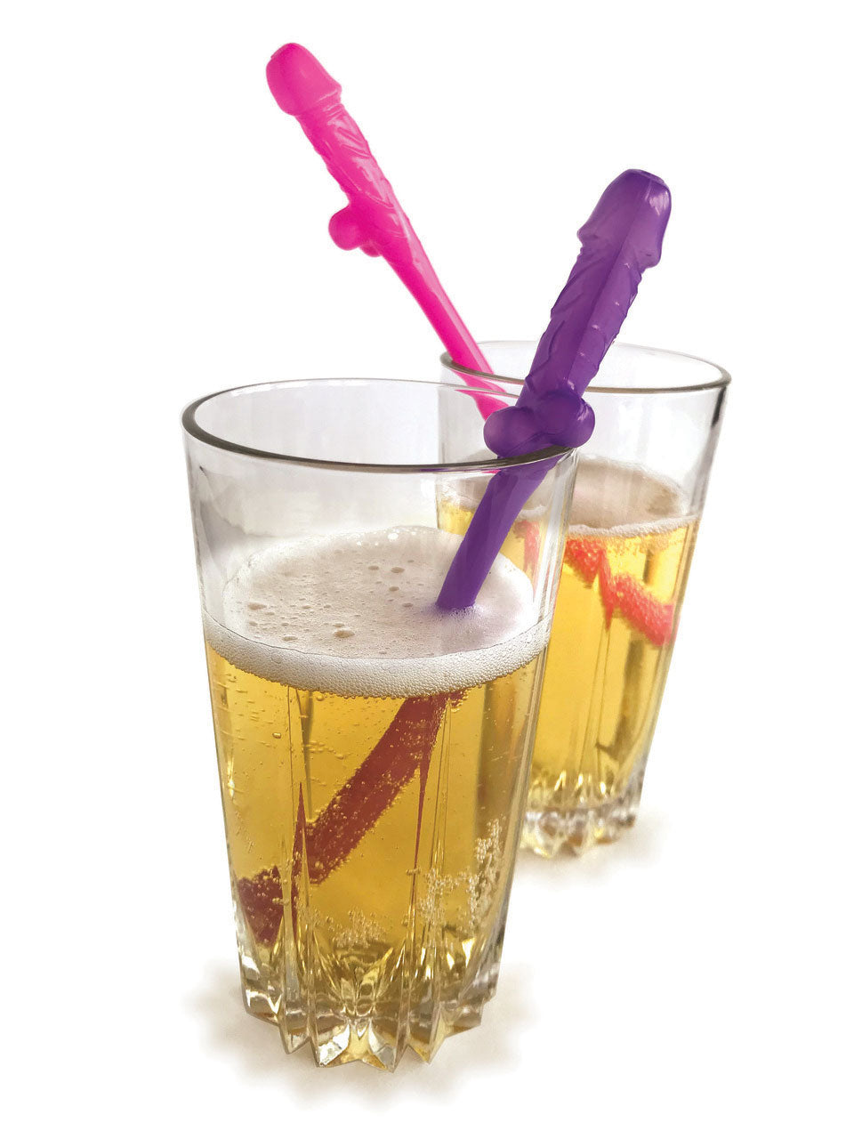 Super Fun Penis Party Straws Set of 8 Pink and Purple Dicky Straws Coloured Party Supplies