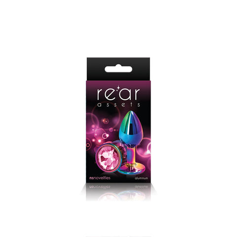 Rear Assets Small Metal Butt Plug with Pink Gem Base Multi > Anal Range > Jewel Butt Plugs