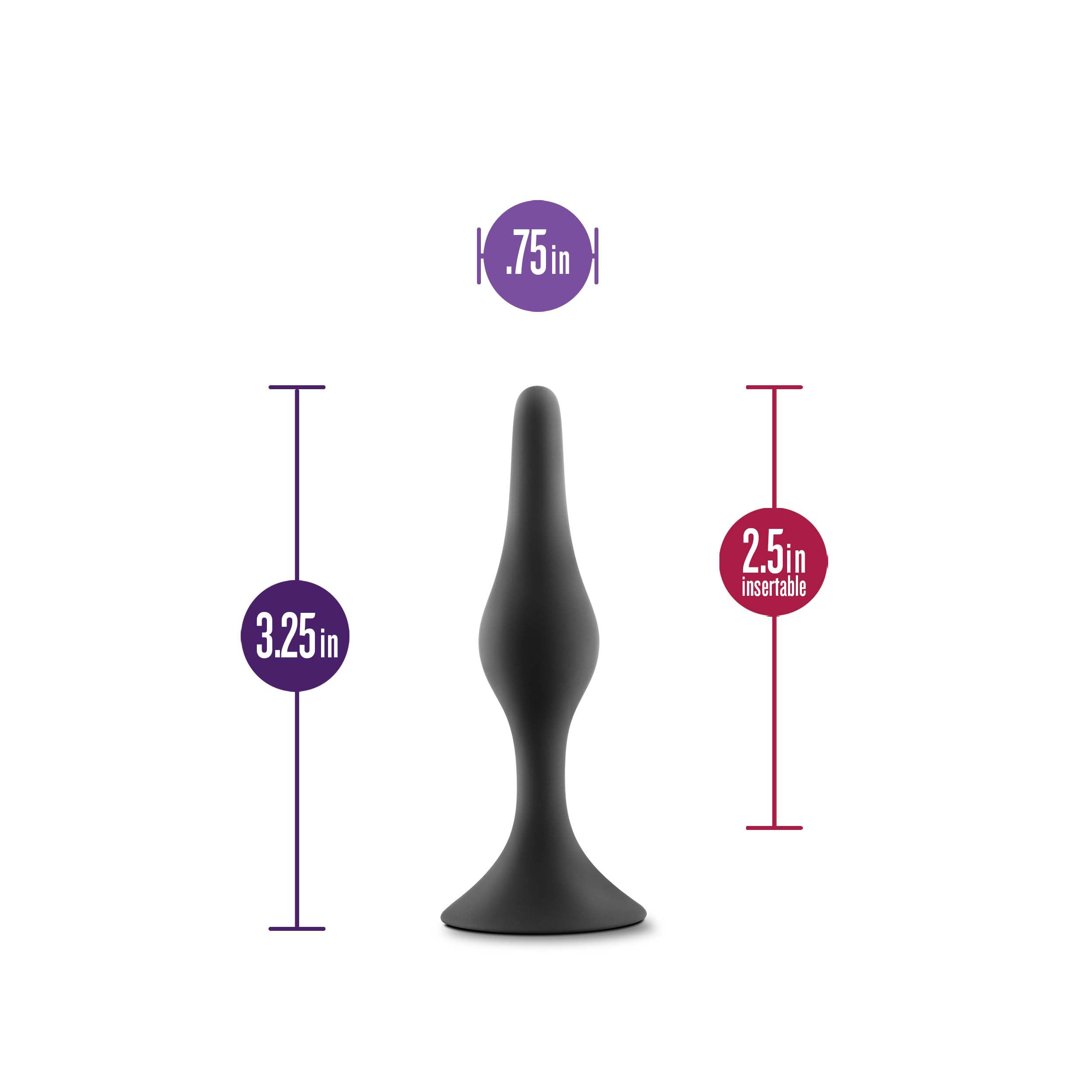 Anal Adventures Platinum Silicone Beginner Small Anal Plug Black Butt Plugs