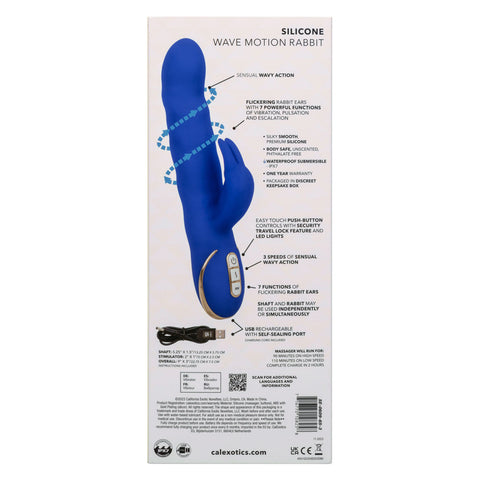 Jack Rabbit Signature Silicone Wave Motion Rabbit Vibrator Blue VIBRATORS-RABBIT