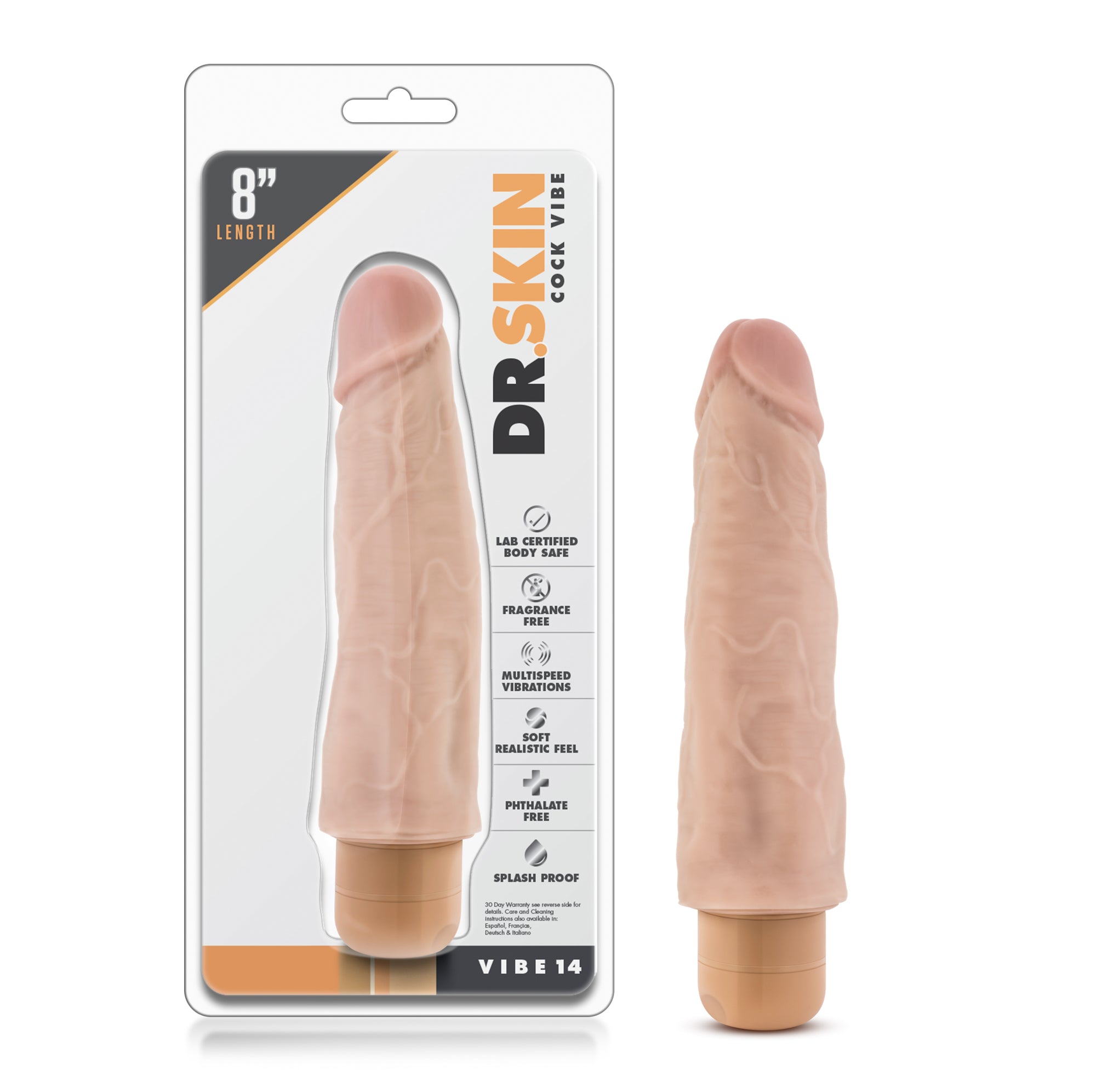 Blush Dr Skin Realistic Waterproof Vibrator Beige 8 Inch DONGS Vibrating