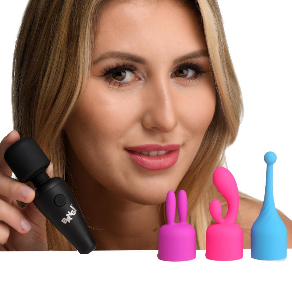 Bang! 10X Mini Wand with 3 Attachments in Black, Purple, and Pink - Rechargeable Powerful Vibrator with Premium Silicone > Sex Toys For Ladies > Wand Massagers and Attachments