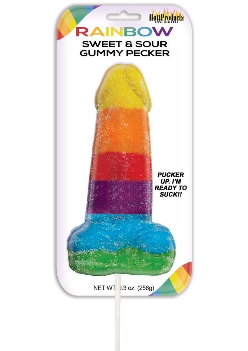 Rainbow Sweet and Sour Edible Gummy Pecker Candy 6 Inch > Novelties > Candy & Edible Items