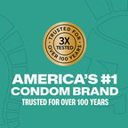 Trojan background, gold seal “3X tested, trusted for over 100 years” & “America’s #1 condom brand – trusted for over 100 years.