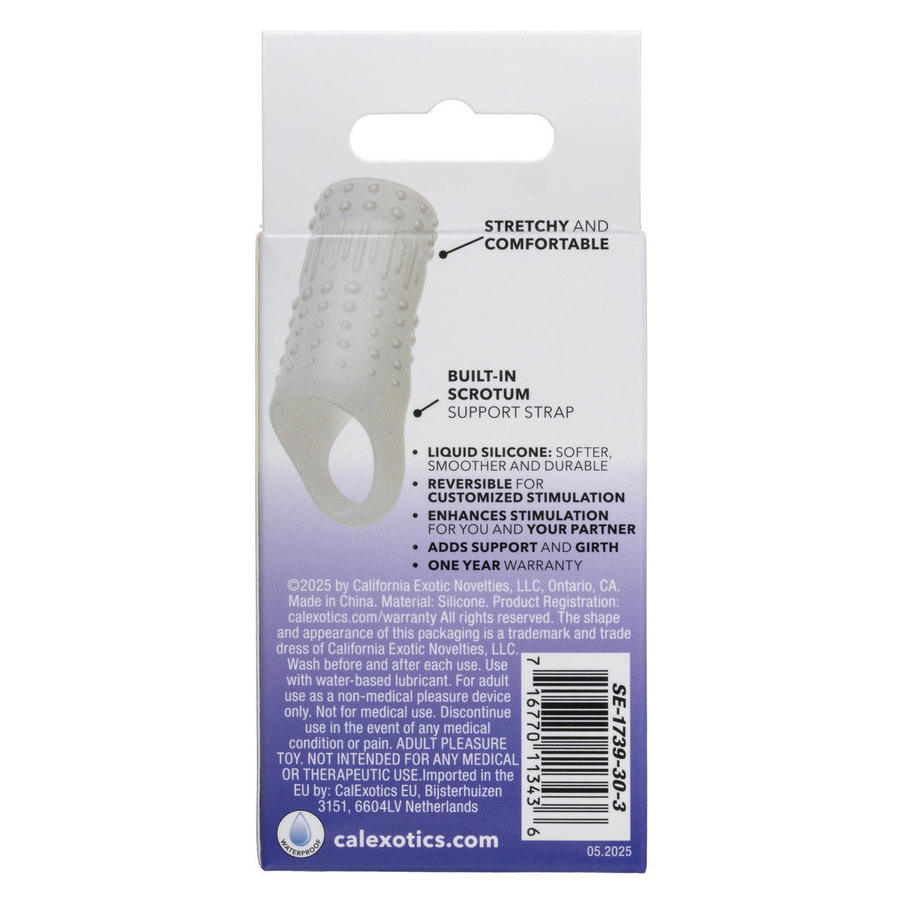 Basic Essentials Liquid Silicone Stimulation Enhancer Sleeve Clear Penis Extension & Sleeves