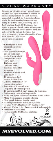 Evolved Bunny Kisses 20 Centimeter USB Rechargeable Rabbit Vibrator VIBRATORS-RABBIT