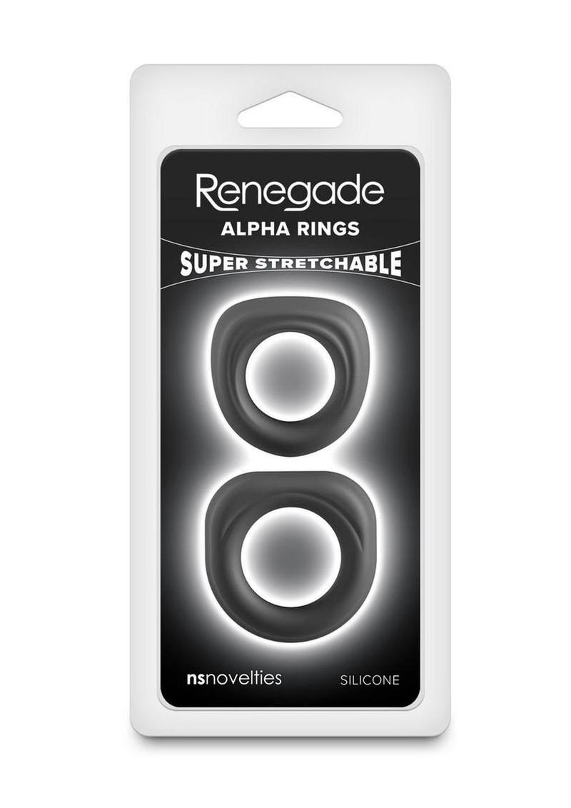 Renegade Alpha Rings – Two-Size Silicone Cock Ring Set - Black Secondary image