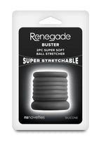 Renegade Buster Two-Piece Silicone Ball Stretcher - Black > Sex Toys For Men > Ball Stretchers