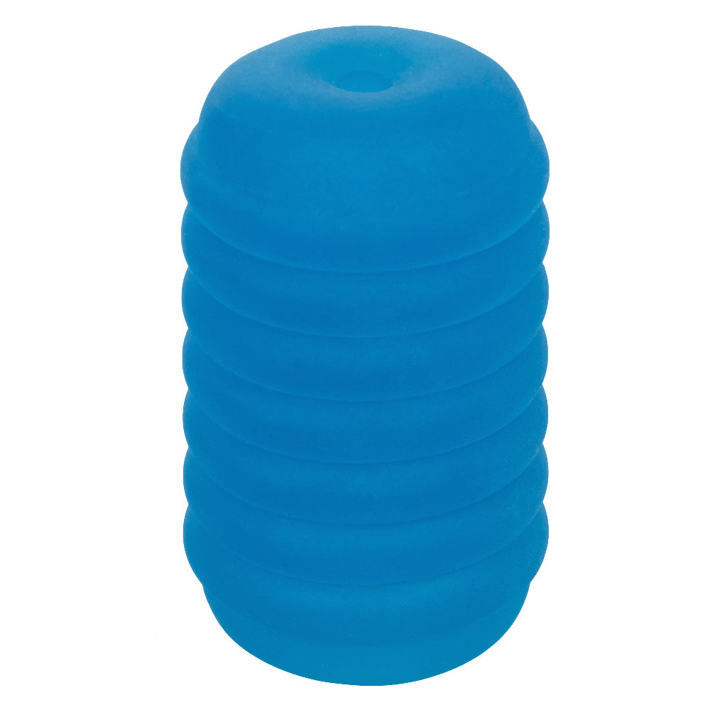 Pop Sock Ribbed Blue Versatile Reversible Stroker 3.5 Inch by 2 Inch Soft Stretchy TPE > Sex Toys For Men > Masturbators Cup